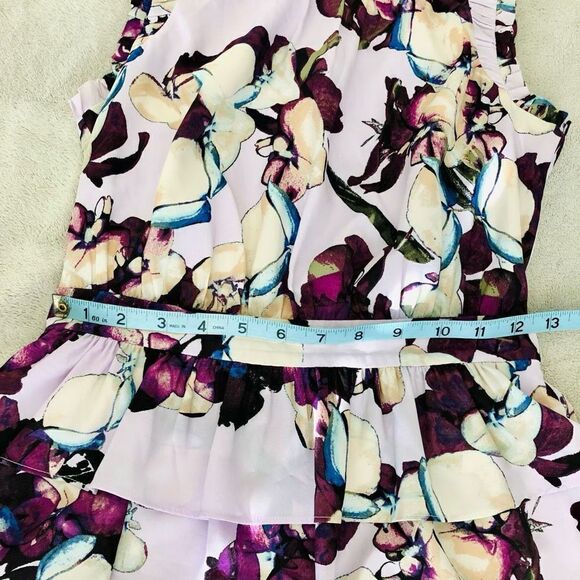 NWOT Banana Republic Sleeveless Lavender Floral Tier Dress - Picture 12 of 13